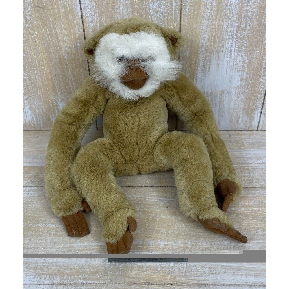 Vintage GANZ 1990 Coco Monkey Plush Furry Toy Tan with Brown Paws 16”